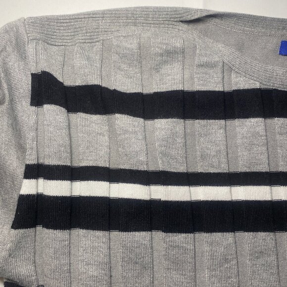 Apt. 9 Gray Black White Stripe Banded Bottom Womens L Sweater 3/4 Sleeve Rib EUC - Picture 6 of 9
